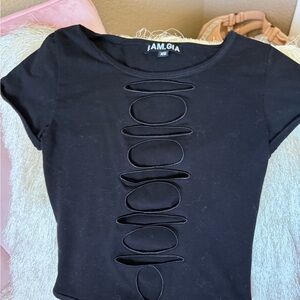 I.AM.GIA Black Cut-Out Short Sleeve Top. XS
